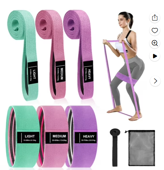 Long and Short Fabric Resistance Bands with Door Anchor 7 PCS, Non-Slip Stretch Booty Bands for Working Out Women & Men, Loop Exercise Elastic Bands for Home Physical Therapy Yoga Pilates