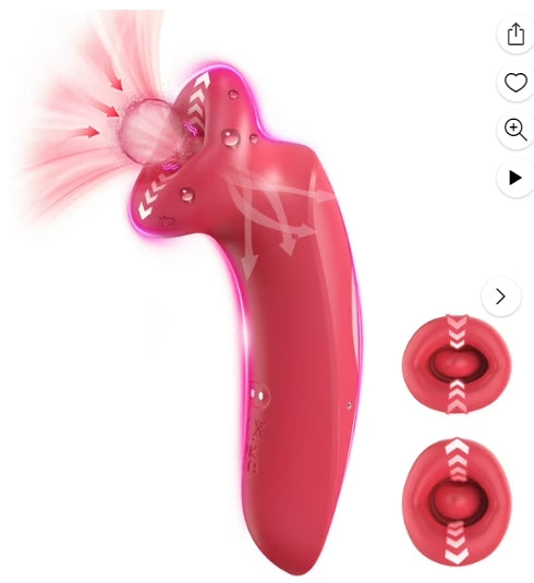 Vibrator Rose Sex Toy for Women-2 IN 1 Female Sex Toys Sucking Vibrator Rose Adult Toy, 10 Tongue Vibrating Modes and 10 Sucking Modes, 360° vibration G spot Vibrator for Woman Couples Adult Sex toys