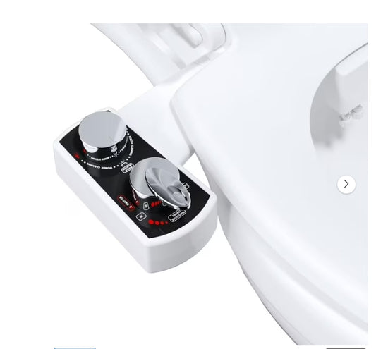 Bidet Attachment for Toilet, Hot and Cold Water Spray Non-Electric Dual Nozzle for Frontal & Rear Wash, Adjustable Water Pressure Control, Self Cleaning Water Sprayer, Black/Chrome