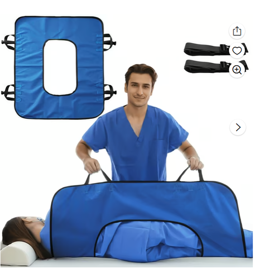 O-Shaped Positioning Sheet - Transfer Sheet with Reinforced Handles for Turning, Draw Sheets for Hospital Bed, Lifting & Repositioning, Turning Device for Elderly, Bed Patients (Blue)