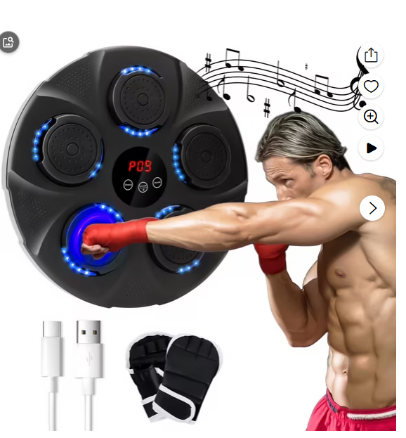 Music Boxing Machine with Boxing Gloves, Smart Bluetooth Boxing Equipment, Wall Mounted Target Training Punching Boxing Machine for Adults, Kids, Home, Indoor, Workout and Gym