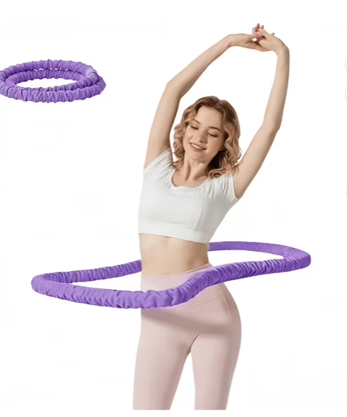 Upgraded Weighted Hoop for Adults - 3.3lb Soft Spring Fitness Hoop for Weight Loss - Foldable Exercise Hoop for Beginners & Home Travel Use