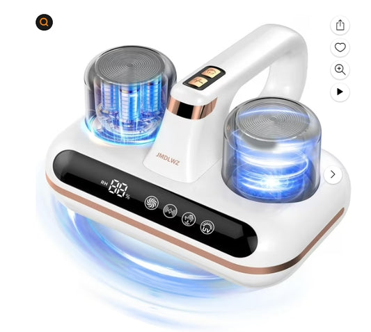 Mattress Vacuum Bed Vacuum Cleaner with UV 16Kpa Suction HEPA Filter 253.7nm UV-C Light & 30000 Rpm/Min Brushroll Rotation & Heating & Ultrasonic Quintuple Tech, Widened Suction Port, cordless