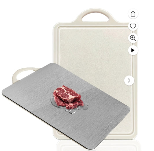 Cutting Board Double Sided, Large Size 15.4”×11”, 304 Stainless Steel Cutting Board for Kitchen, Food-Grade, Stainless Steel and Wheat Straw PP, Easy to Clean