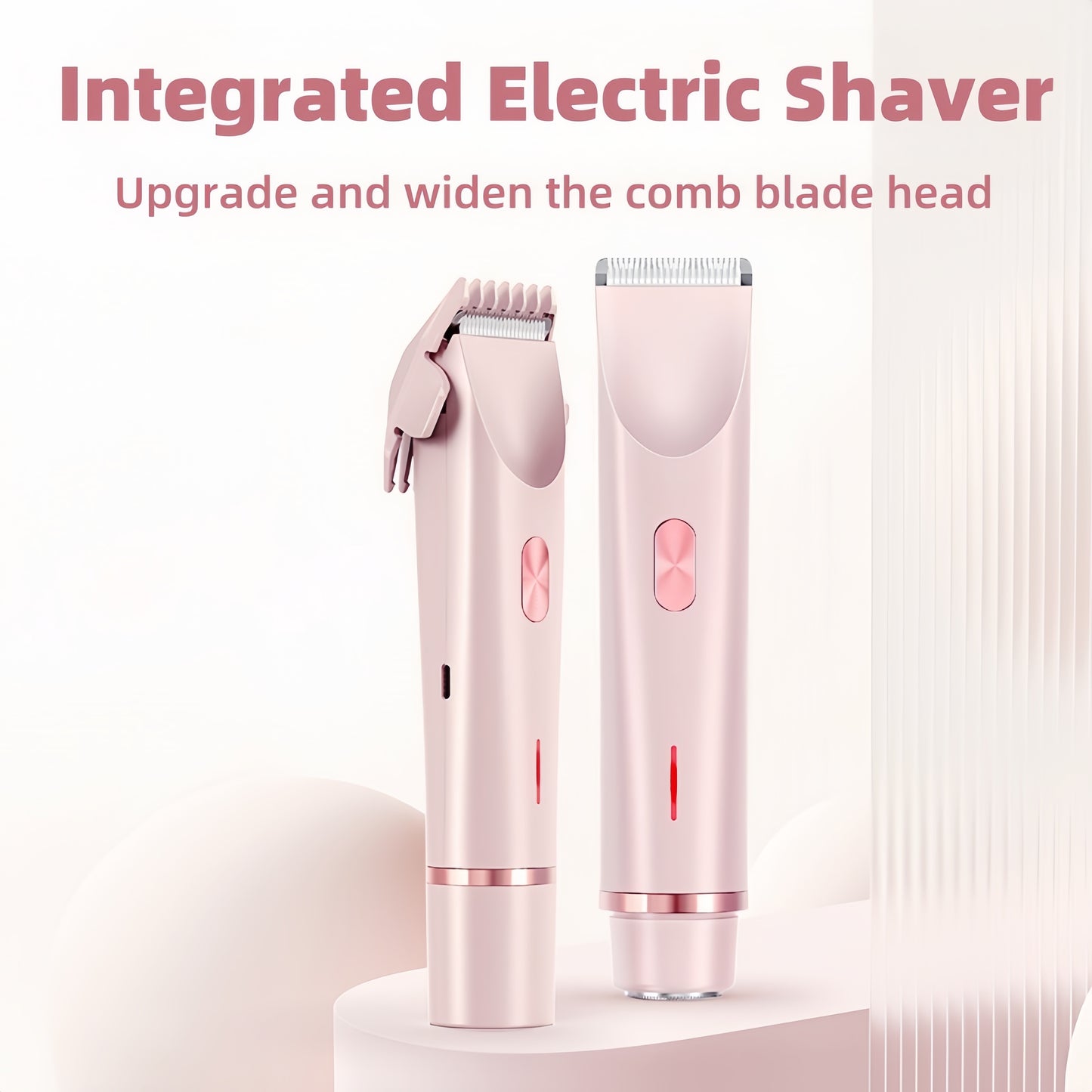KYFIU Body Trimmer for Woman, 2 in 1 Electric Razors for Women, Bikini Trimmer for Men and Women, Full Body Washing Wet/Dry Hair Removal Device, Pink