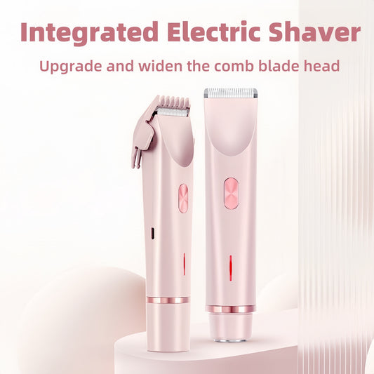 KYFIU Body Trimmer for Woman, 2 in 1 Electric Razors for Women, Bikini Trimmer for Men and Women, Full Body Washing Wet/Dry Hair Removal Device, Pink