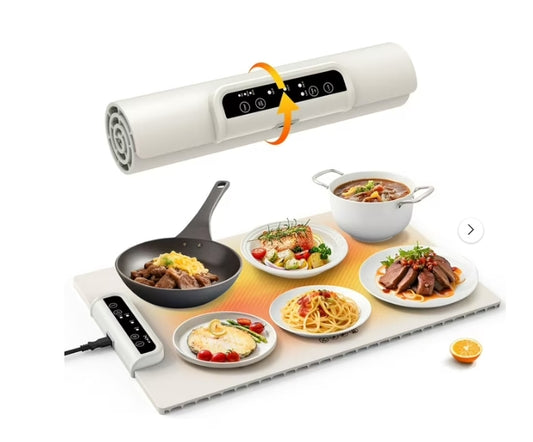 Portable Food Warming Mat, Electric Warming Tray Full Surface Heating to Keep Food Warm or Thawing, Versatile Food Warmer with Adjustable Temperature for Parties Buffets Gatherings Holidays Daily Use