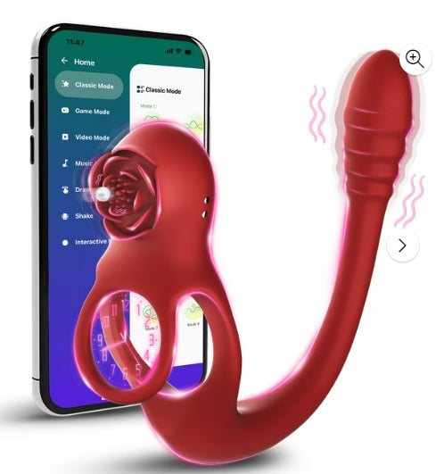 Male Sex Toys for Men Prostate Massager - 3 in 1 Vibrating Penis Ring With APP application, 10 Modes with Mini Bullet Vibrator G Spot Vibrator Dildo Vibrating Male Vibrators for Men Pleasure