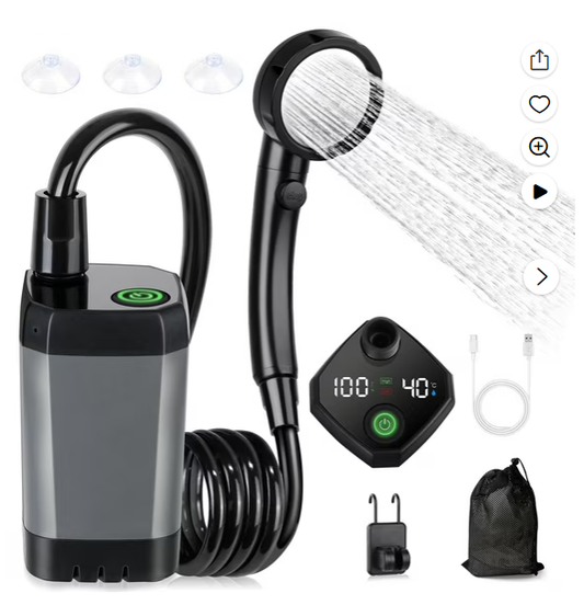 Upgrade Outdoor Portable Camping Shower, 6000mAh Rechargeable Electric Shower Pump with Multifunctional Handheld Filter Shower Head, Suitable for Rinsing, Hiking, RV Travel, Beach Vacations